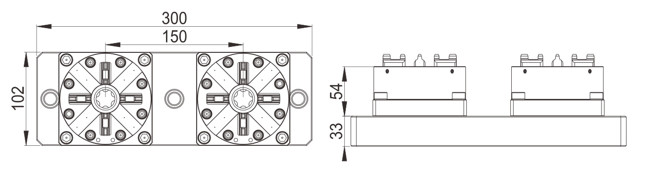 POFI 2 in 1 CNC Pneumatic Chuck D100-Specification
