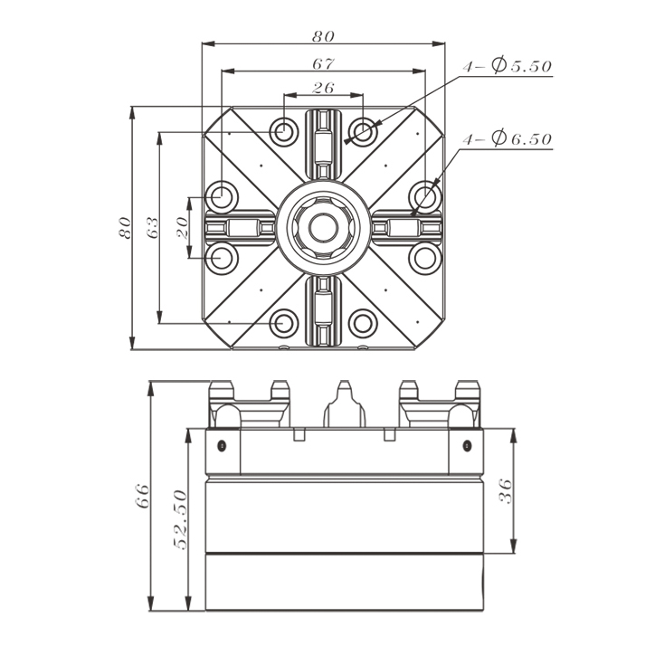 80mm Square pneumatic chuck-specification