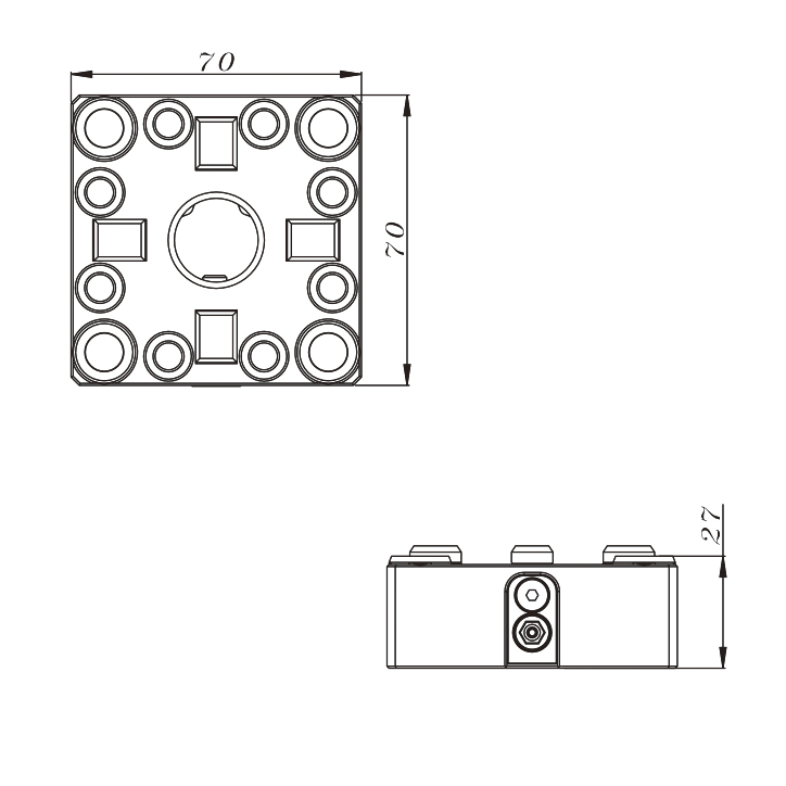 PO-3M0046-70mm Square Manual M Chuck(screw locking)-Specification
