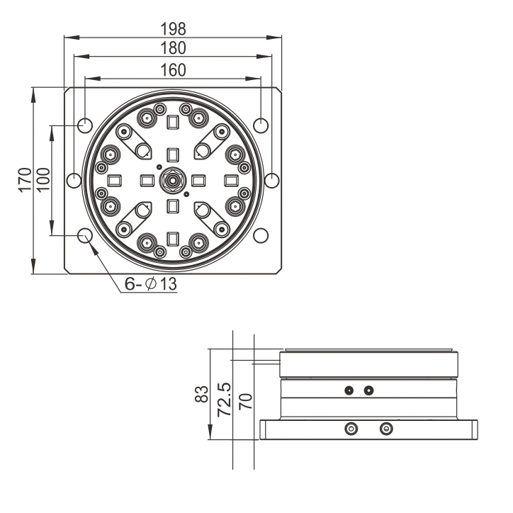 PO-3M0048-3M D150 CNC Pneumatic Chuck-Specification