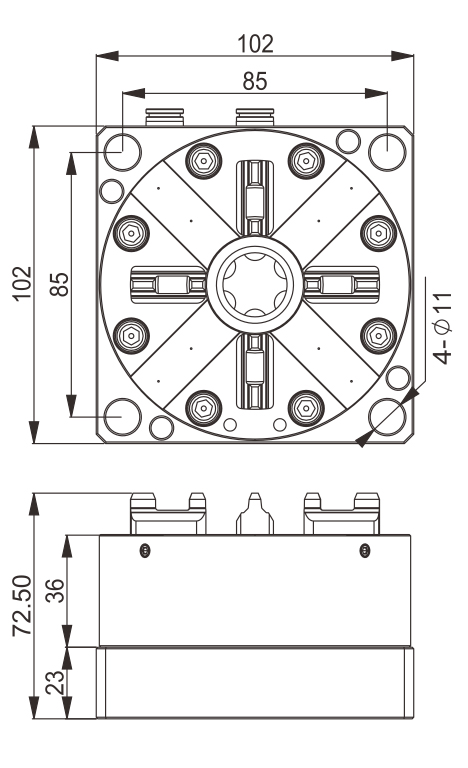 ITS Chuck 100 P with base plate-specification