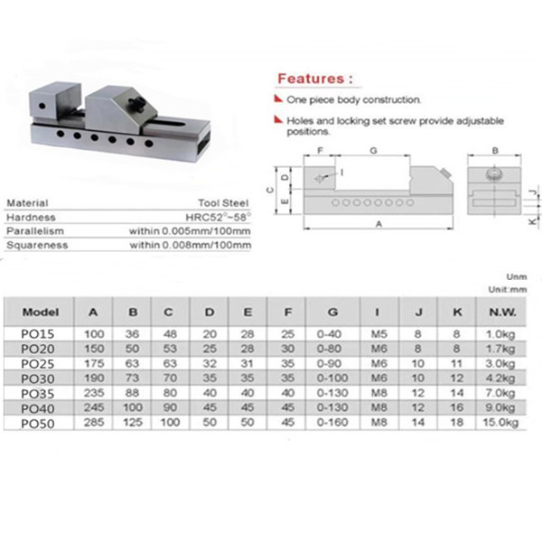 POFI CNC Milling Machine Precision Bench Vise 160mm, manual type, The accuracy of parallel jaw 0.005mm100mm. clamping size 160mm , weight 15kg_副本_副本