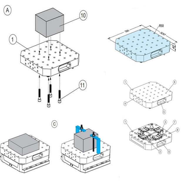 POFI UPC Pallet Aluminum R50 320 X 320 X 40 ER-107510