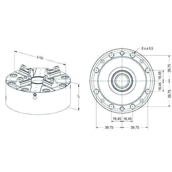 ER-037970 ITS chuck 100 P-尺寸