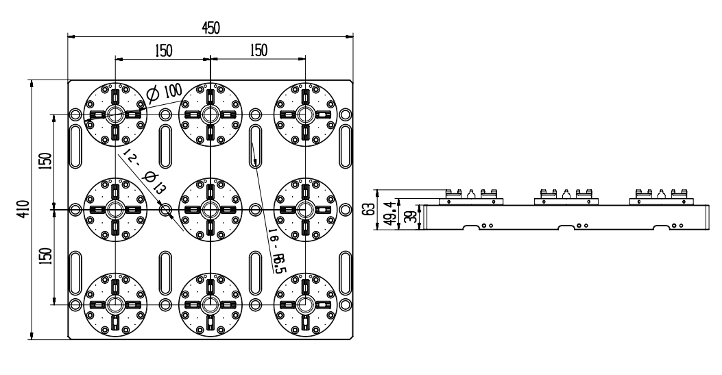 9 in 1 Optimized Pneumatic Chuck D100 Specification