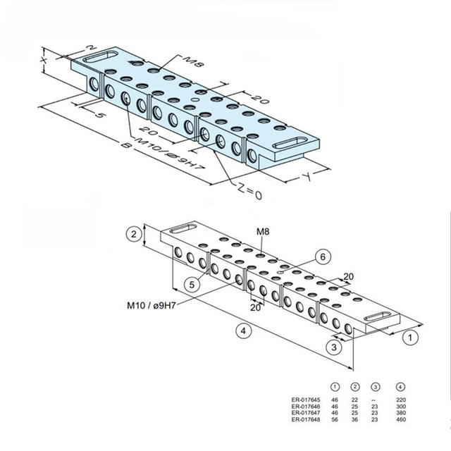 POFI Precision Stainless Steel WEDM Clamping Beam 380mm ER-017647